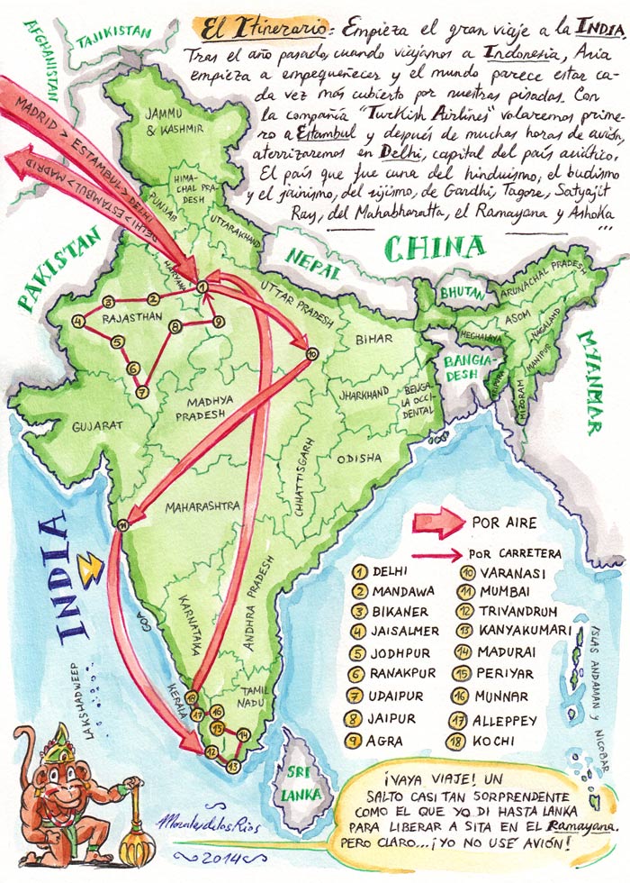 INDIA 2014 - Pág 002. El Itinerario