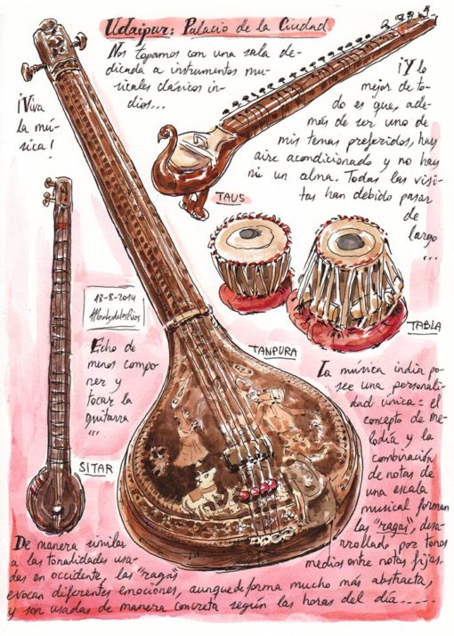 INDIA 2014 - Pág 051. UDAIPUR. Palacio de la Ciudad (Instrumentos musicales clásicos indios)