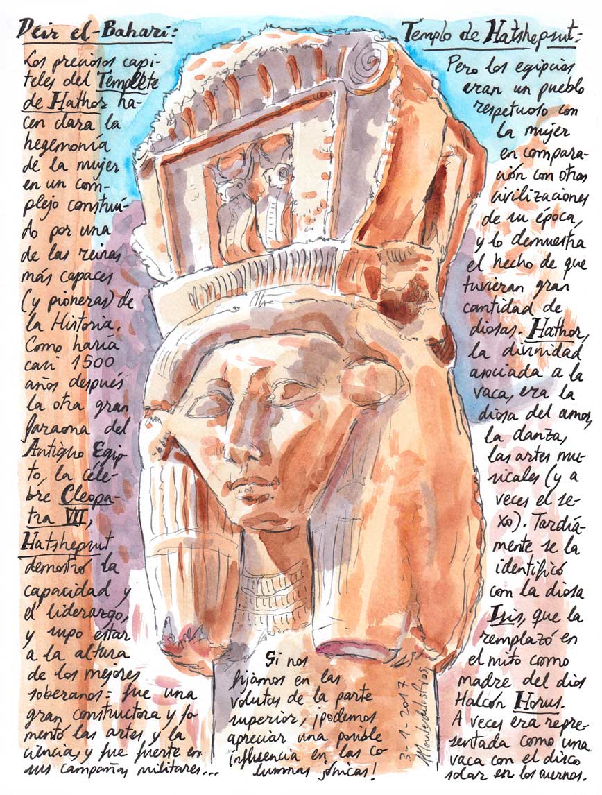 56. DEIR EL-BAHARI. Templo de Hatshepsut (Capiteles del Templete de Hathor)